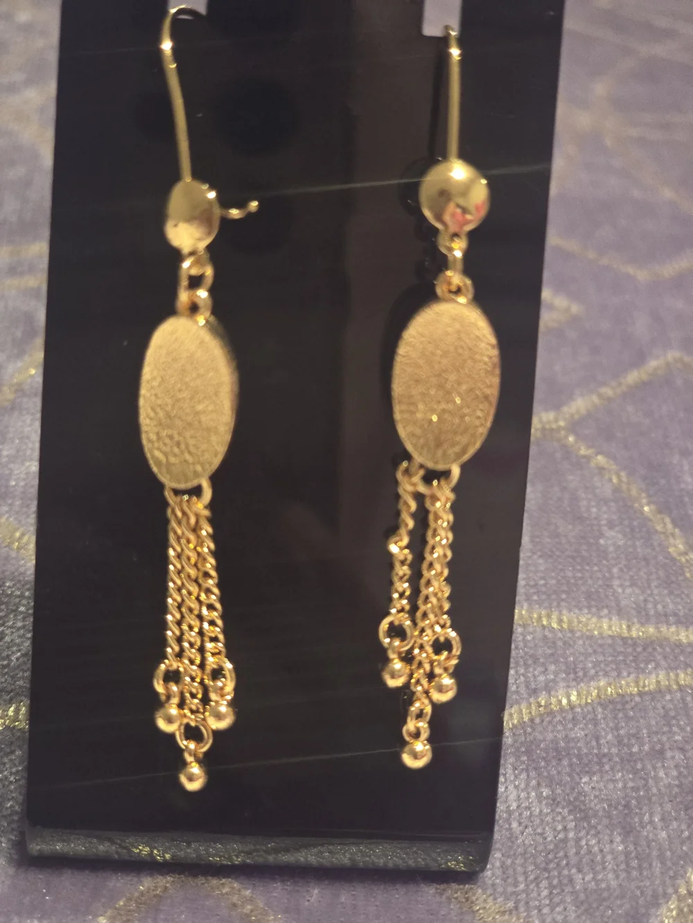 22 kgp Dubai Jewelry Gold Drop Chain Tassel Earrings - Elegant Women’s Jewelry